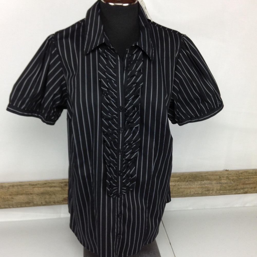 Lane Bryant Top Striped Ruffle Shirt Size 14/16